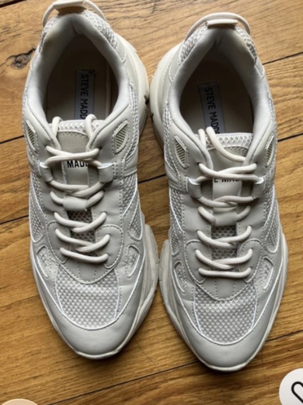 Steve Madden Cream-White Chunky Lace-Up Sneakers
